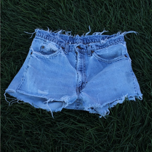 Levi's Blue Distressed Jean Shorts - Picture 1 of 5